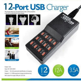 12-Port USB Charging Station – 12A Fast Charger Hub for Multiple Devices