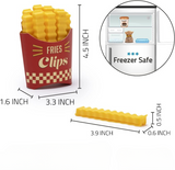 12pcs French Fry Bag Sealer Clips with Fridge Magnet Holder – Snack Sealing Clamp Set