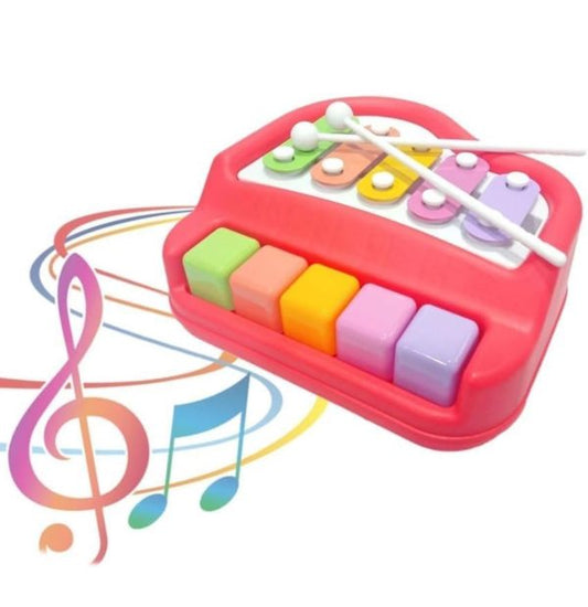 2-in-1 Xylophone and Piano Musical Toy with Drum Sticks | Multi-Color Instrument for Toddlers, Babies & Kids