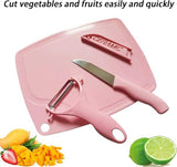 3-in-1 Ceramic Fruit Knife + Peeler + Chopping Board Set | Multi-Color Vegetable Cutting Set