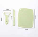 3-in-1 Ceramic Fruit Knife + Peeler + Chopping Board Set | Multi-Color Vegetable Cutting Set