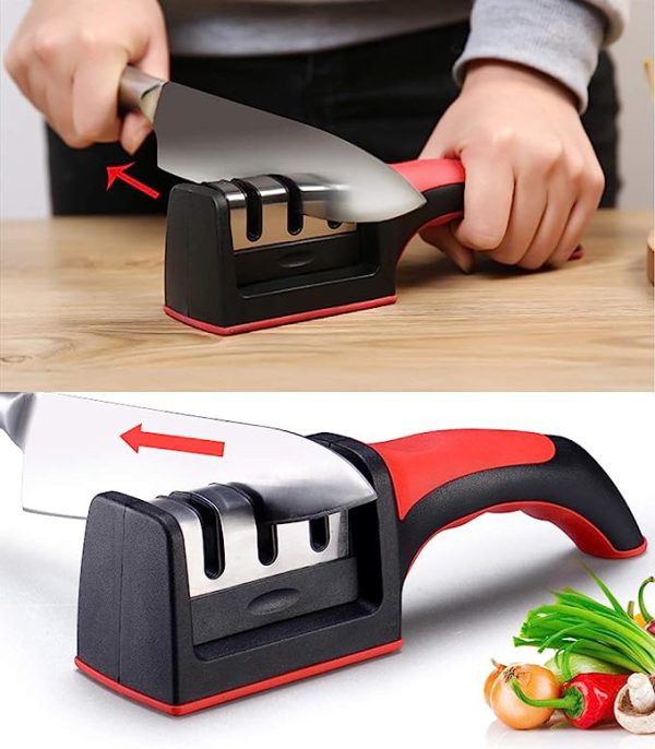 3-in-1 Knife Sharpener with Ceramic Peeler – 3-Stage Diamond-Coated Kitchen Helper