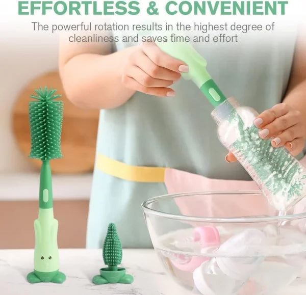 3-in-1 Silicone Baby Bottle Cleaning Brush Set | Pacifier, Straw & Bottle Scrubber