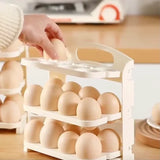 3-Layer Folding Egg Tray | 24-Grid Foldable Egg Storage Rack Holder