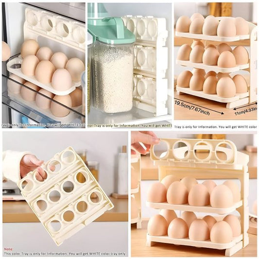 3-Layer Folding Egg Tray | 24-Grid Foldable Egg Storage Rack Holder