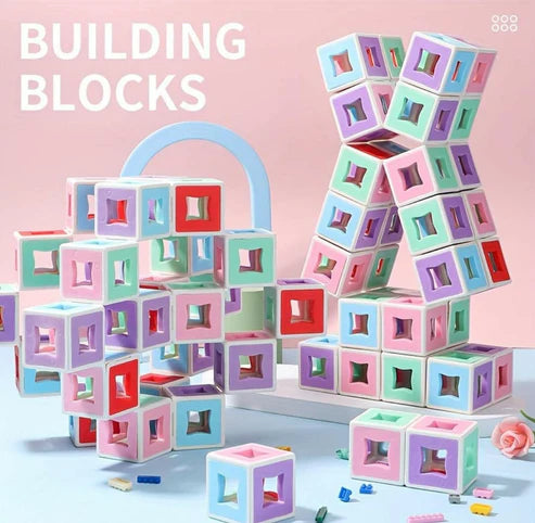 3D Puzzle Cube Building Blocks | 180-Piece Transformable Shape Blocks for Kids