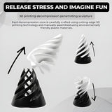 3D Rotating Spiral Cone Fingertip Fidget Toy | Stress & Anxiety Relief Spinner (Black & White)