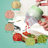 4-in-1 Handheld Electric Vegetable Cutter | Wireless Food Processor for Garlic, Chili, Onion, Ginger & More (Random Color)