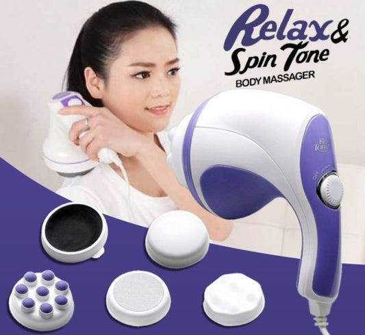 4-in-1 Relax & Spin Tone Vibration Electric Body Massager with Interchangeable Heads