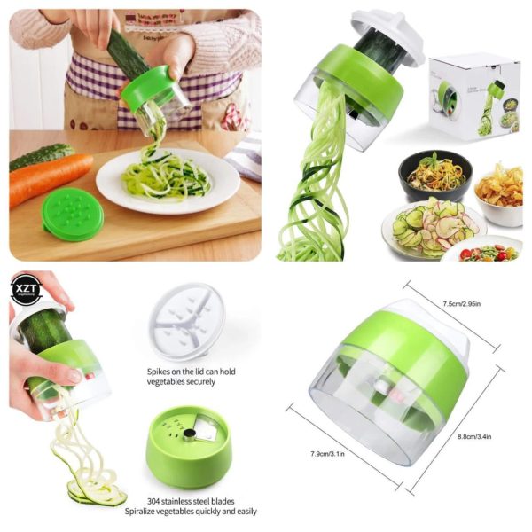 4in1 Vegetable Spiral Cutter – BPA-Free ABS Plastic & 304 Stainless Steel Blades