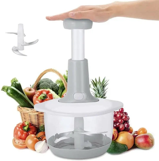 Manual Hand Push Chopper | 1.5L Multi-Functional Vegetable & Meat Grinder, Grater, Chopper