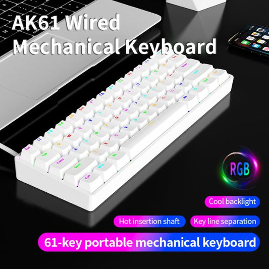 AK61 Wired Mechanical Gaming Keyboard – RGB Backlit, Sleek & Durable Design