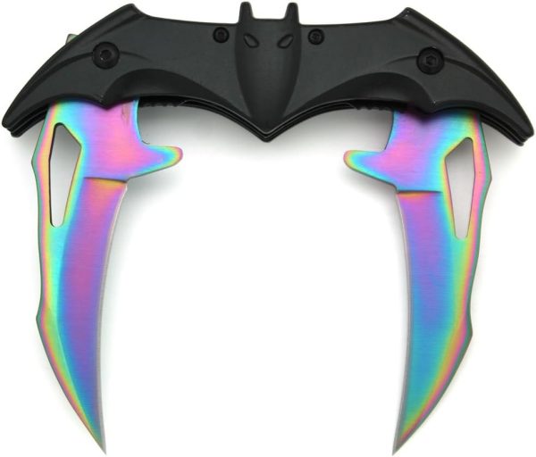 Batman Knife with Multi-Colored Blades | Folding Tactical Knife with Unique Design