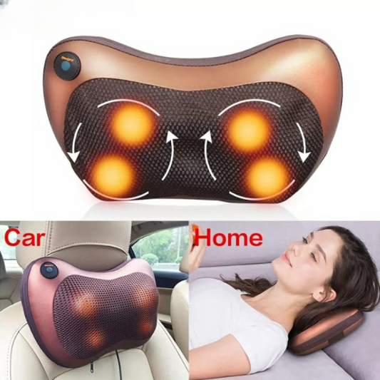 Electric Shiatsu Neck & Shoulder Massager Pillow with Heat | Car & Home Vibrating Infrared Therapy