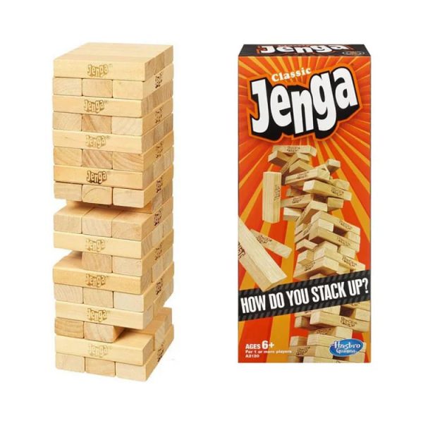 Classic Jenga Wooden Stacking Tower Board Game for Kids & Adults – Fun for All Ages