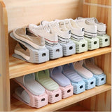 Double Layer Adjustable Shoe Bracket | 2-In-1 Foldable Shoe Rack Space-Saving Organizer (Random Color)