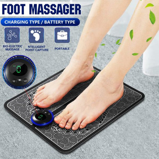 EMS Foot Massager Mat | Electric USB Charging Acupuncture Foot Pad with Smart Display for Blood Circulation & Health Care