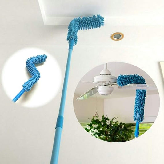 Fan Duster with Flexible Microfiber Head & Telescopic Stainless Steel Handle (Random Color)