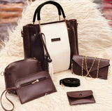 High Quality Cynthetic Rexine 5pcs Hand Bag Set