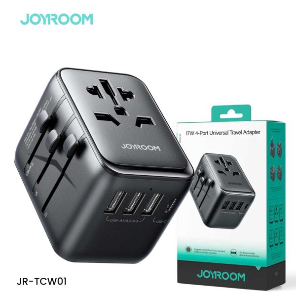 Universal 17W 4-Port Travel Adapter – Joyroom JR-TCW01 | All-in-One Charger for Worldwide Use