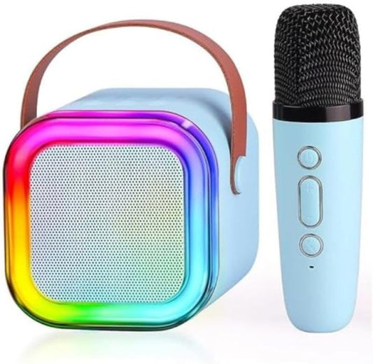 K12 Karaoke Speaker – Portable Rechargeable Bluetooth Speaker with Mic | Premium Wireless Sound System (Random Color)