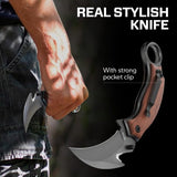 Karambit Knife with Wood Handle | Premium Folding Knife with Curved Claw Blade