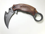 Karambit Knife with Wood Handle | Premium Folding Knife with Curved Claw Blade