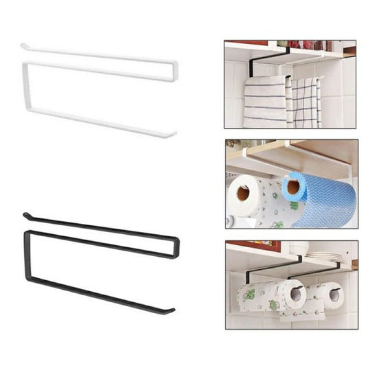 Under Cabinet Kitchen Paper Towel Holder – Space-Saving Roll Rack Organizer (Random Color)