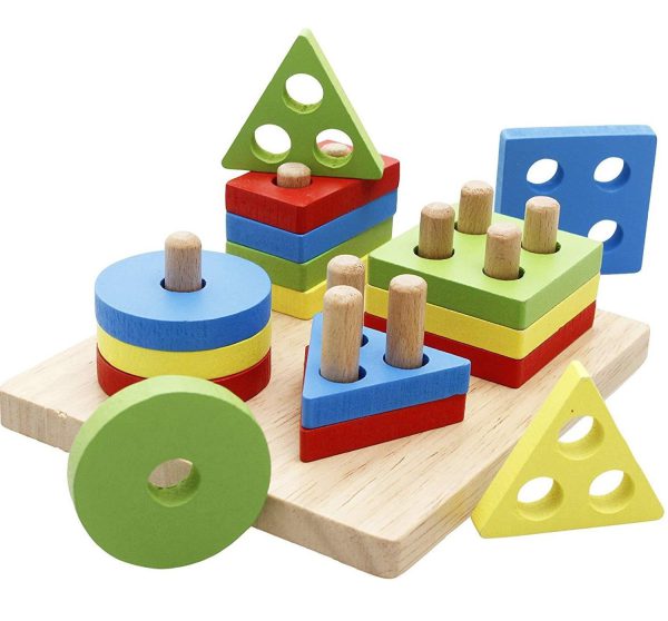 Lewo Wooden Puzzle Toddler Toys - Shapes Learning Puzzle for Kids