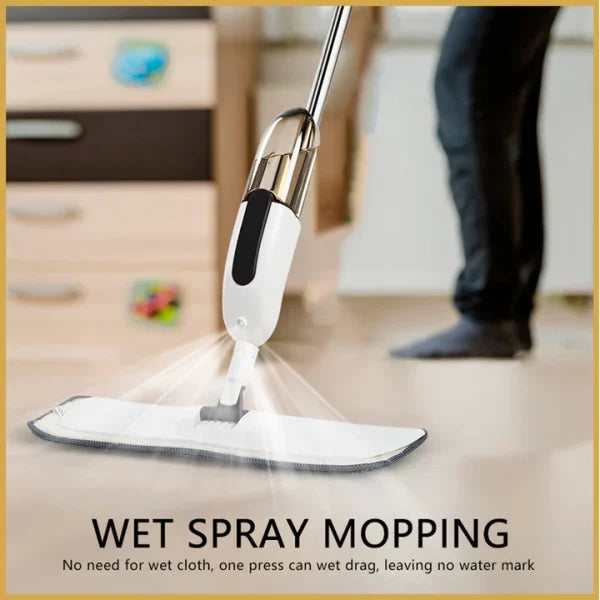 Microfiber Water Spray Mop – 360° Spin Lightweight Mop for Wet & Dry Floor Cleaning