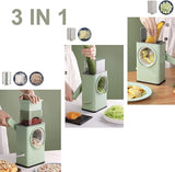 Multifunctional Manual Rotary Vegetable Cutter | 3-in-1 Cheese Grater & Mandoline Slicer with Suction Base