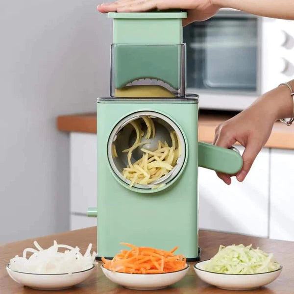 Multifunctional Manual Rotary Vegetable Cutter | 3-in-1 Cheese Grater & Mandoline Slicer with Suction Base