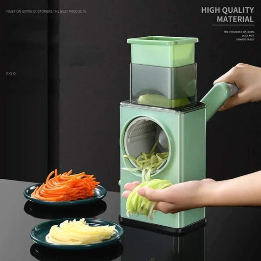 Multifunctional Manual Rotary Vegetable Cutter | 3-in-1 Cheese Grater & Mandoline Slicer with Suction Base