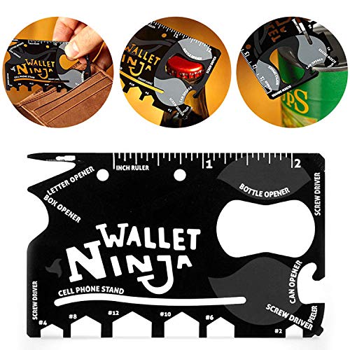 Ninja Wallet 18-in-1 Multifunction Survival Tool | Stainless Steel Screwdriver, Bottle Opener, Cell Phone Stand & More