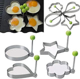 Pack of 4 Stainless Steel Egg & Pancake Shapers – Star, Heart, Round, Flower Molds