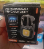 Portable Mini LED Work Light COB Keychain Torch - 7 Modes USB-C Rechargeable Flashlight