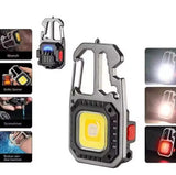 Portable Mini LED Work Light COB Keychain Torch - 7 Modes USB-C Rechargeable Flashlight