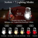 Portable Mini LED Work Light COB Keychain Torch - 7 Modes USB-C Rechargeable Flashlight