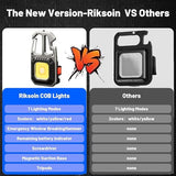 Portable Mini LED Work Light COB Keychain Torch - 7 Modes USB-C Rechargeable Flashlight