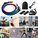 11-Piece Portable Resistance Bands Set | Workout Bands with Handles, Tubes & Elastic Pull Rope for Fitness