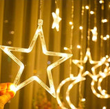 Star & Moon Curtain Lights | 10ft Decorative String Lights for Home, Parties, and Events