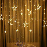 Star & Moon Curtain Lights | 10ft Decorative String Lights for Home, Parties, and Events