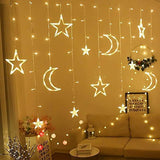 Star & Moon Curtain Lights | 10ft Decorative String Lights for Home, Parties, and Events