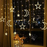 Star & Moon Curtain Lights | 10ft Decorative String Lights for Home, Parties, and Events