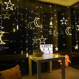 Star & Moon Curtain Lights | 10ft Decorative String Lights for Home, Parties, and Events