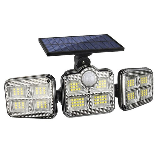 Solar Powered Three-Head Motion Sensor Outdoor Light | Adjustable LED Security Floodlight