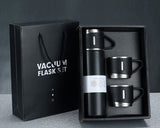 Stainless Steel 500ml Vacuum Flask Set with 2 Cups | Insulated Travel Thermos for Hot & Cold Drinks