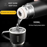 Stainless Steel 500ml Vacuum Flask Set with 2 Cups | Insulated Travel Thermos for Hot & Cold Drinks