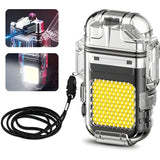 Transparent COB LED Flashlight with Dual Arc Plasma Beam Lighter | Ultra-Bright & Rechargeable Combo